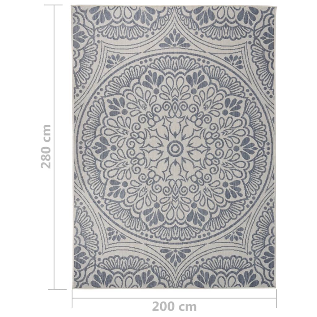 vidaXL Tapis d'extérieur tissé à plat 200x280 cm Motif bleu