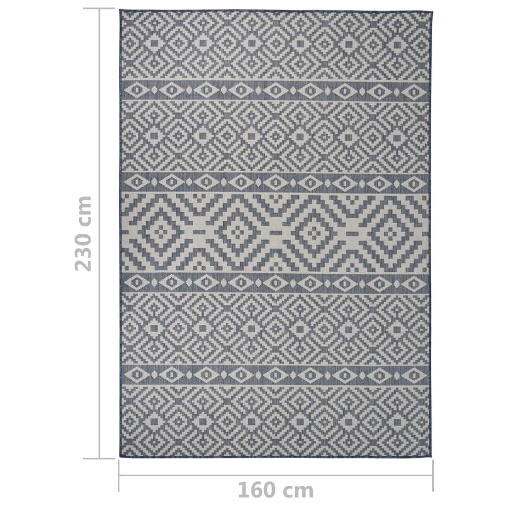 vidaXL Tapis d'extérieur tissé à plat 160x230 cm Bleu rayé