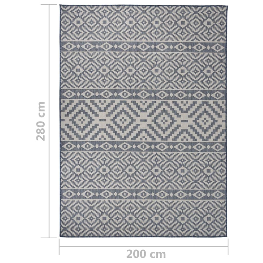 vidaXL Tapis d'extérieur tissé à plat 200x280 cm bleu rayé