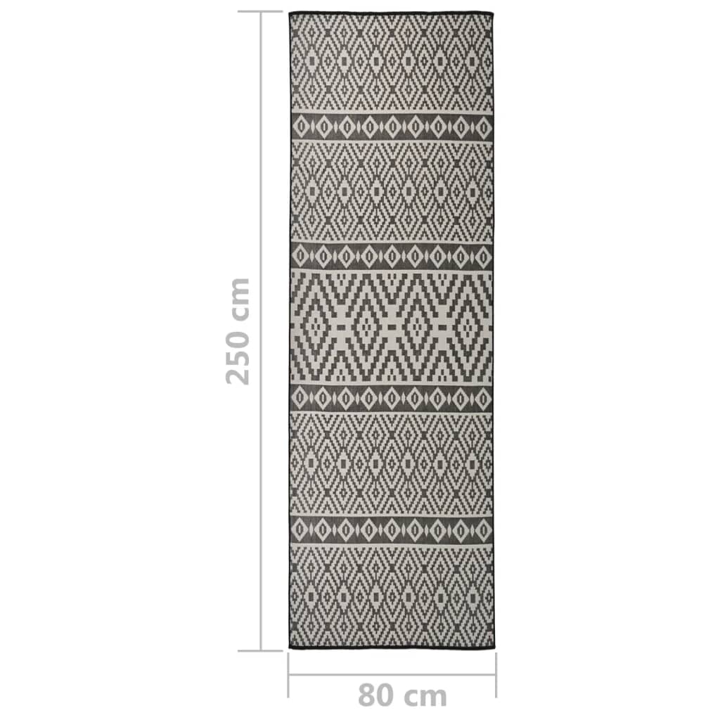vidaXL Tapis d'extérieur tissé à plat 80x250 cm Noir à rayures