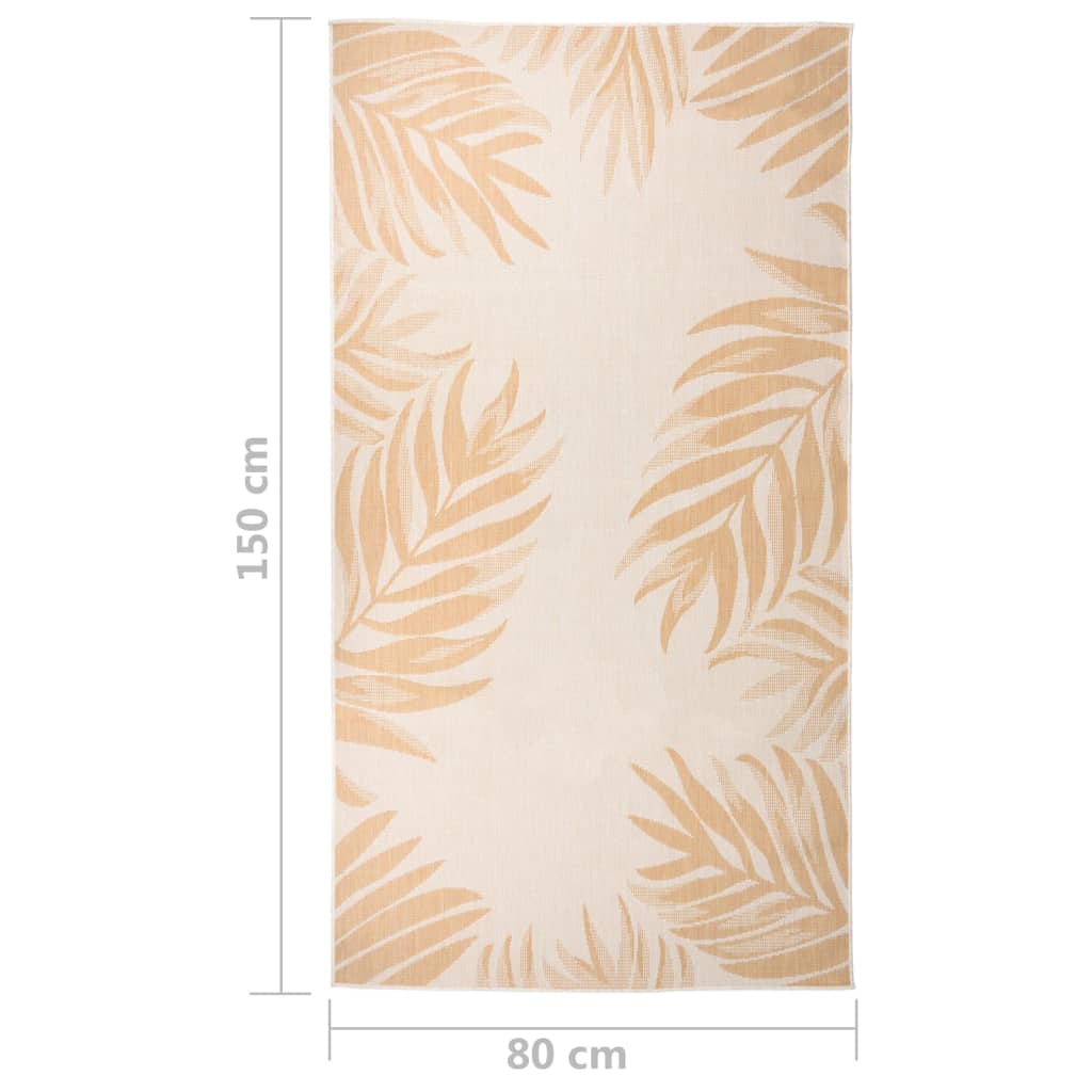 vidaXL Tapis d'extérieur tissé à plat 80x150 cm Motif feuille