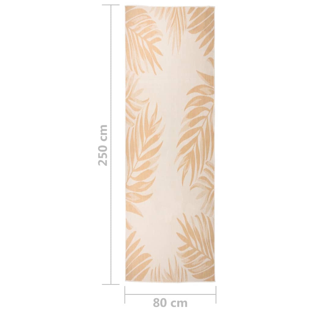 vidaXL Tapis d'extérieur tissé à plat 80x250 cm motif feuille