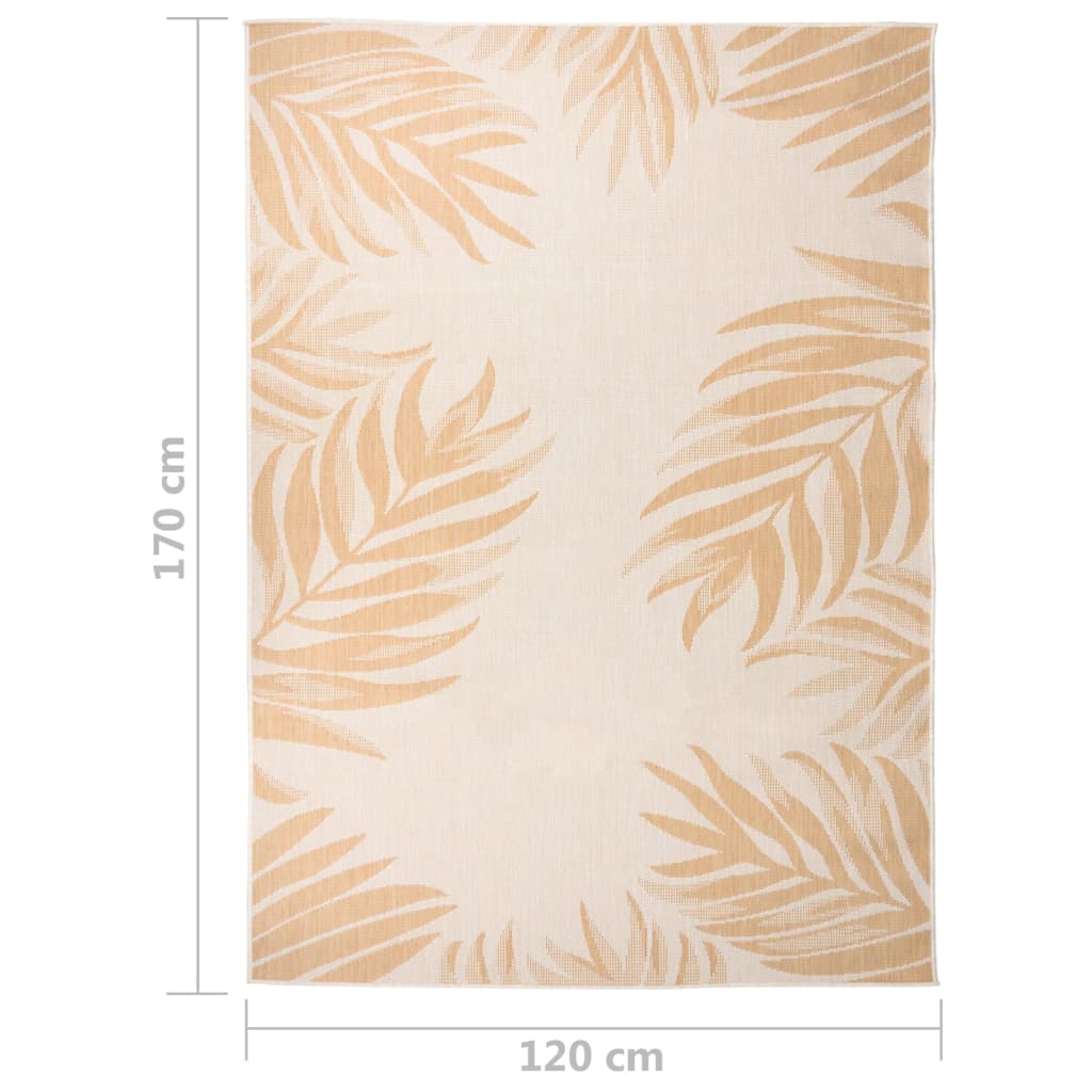 vidaXL Tapis d'extérieur tissé à plat 120x170 cm Motif feuille