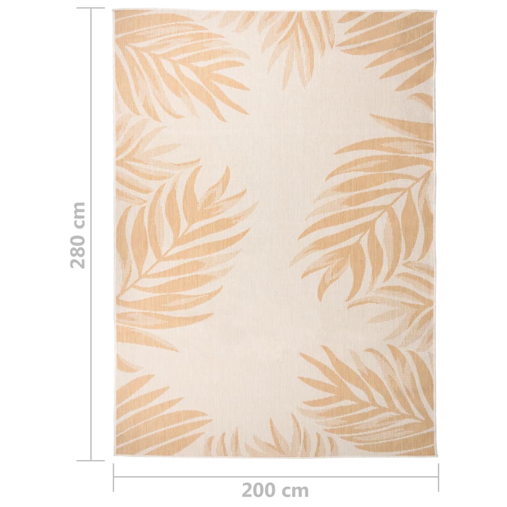 vidaXL Tapis d'extérieur tissé à plat 200x280 cm motif feuille