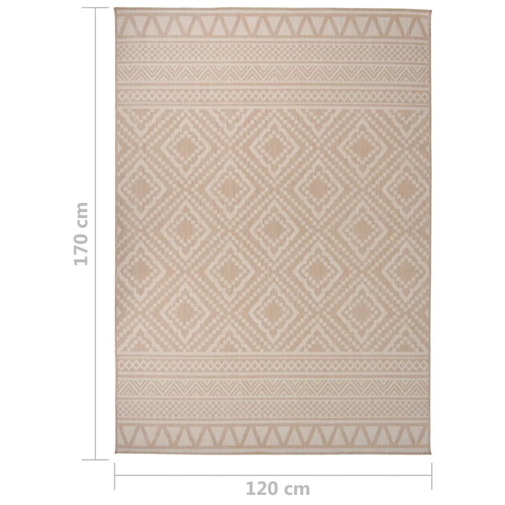 vidaXL Tapis d'extérieur tissé à plat 120x170 cm Marron rayé