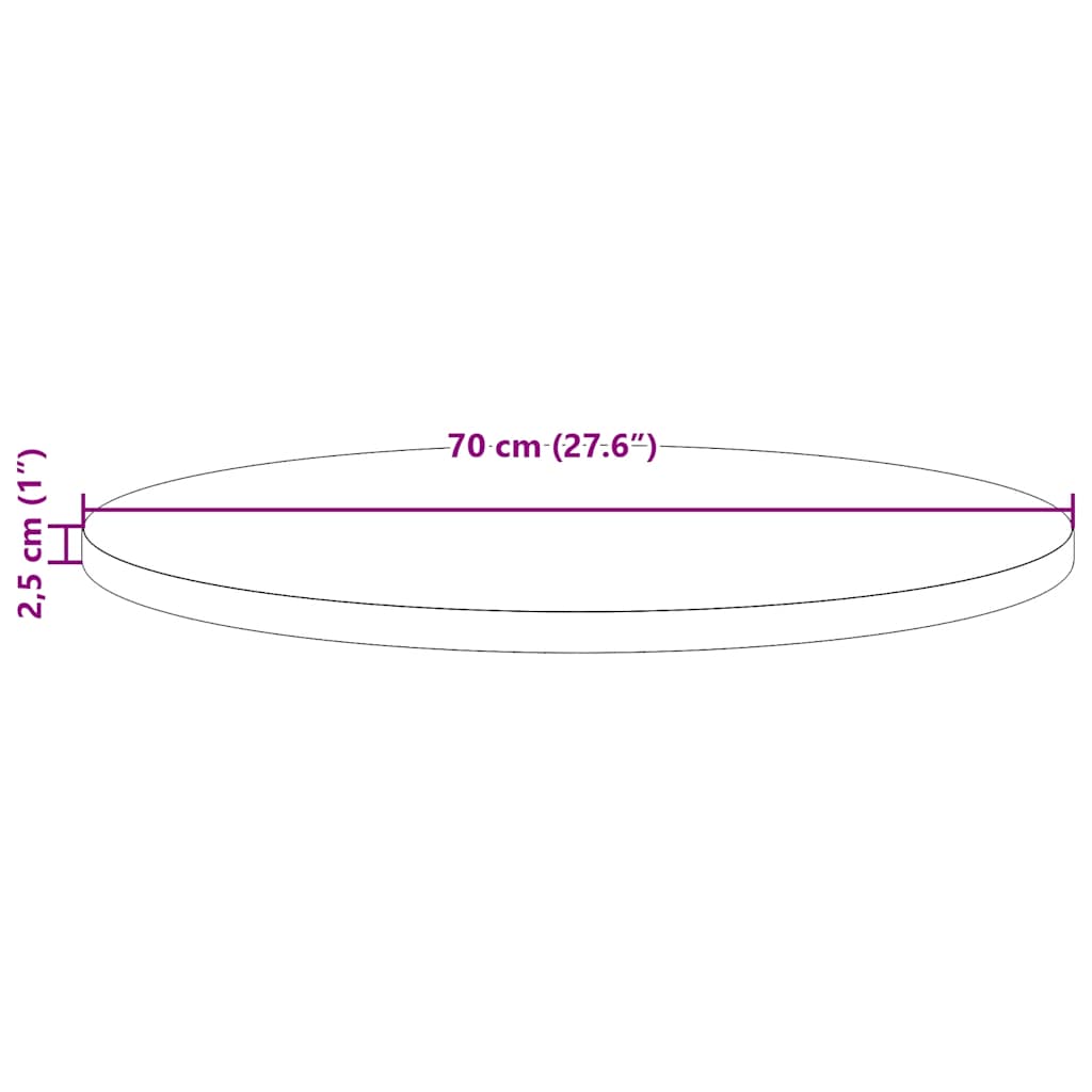 vidaXL Plateau de table Ø70x2,5 cm Bois de pin massif