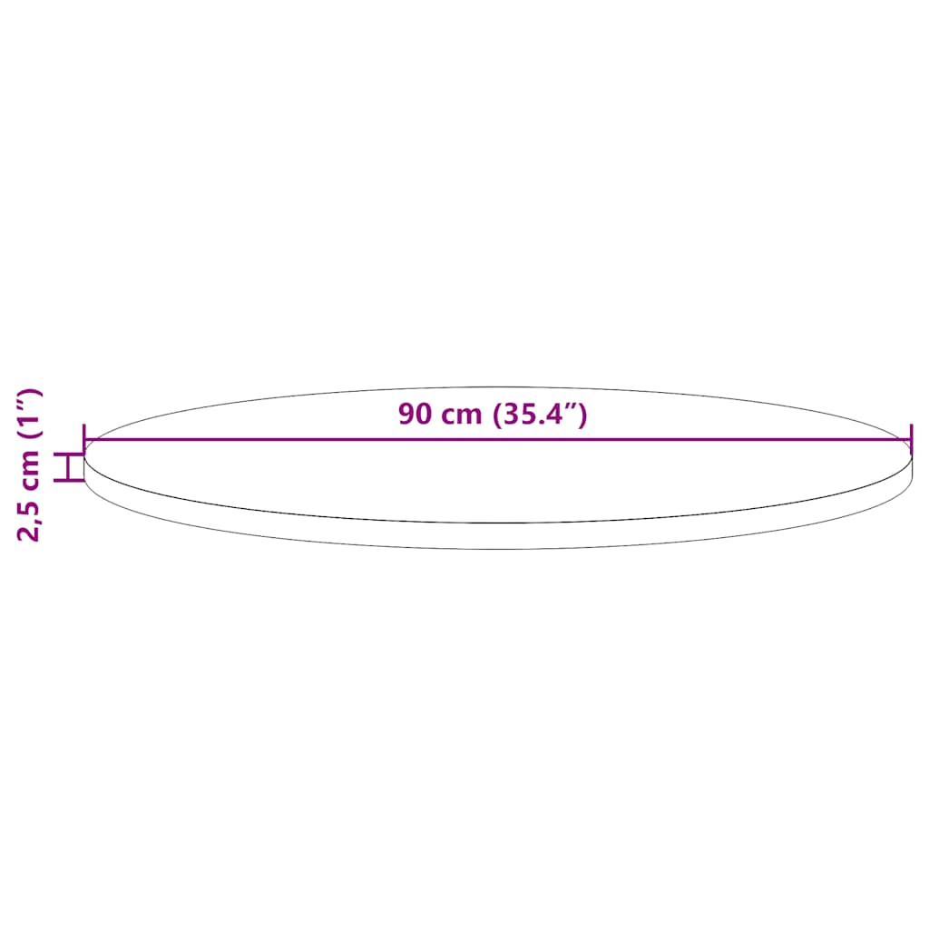 vidaXL Plateau de table Blanc Ø90x2,5 cm Bois de pin massif