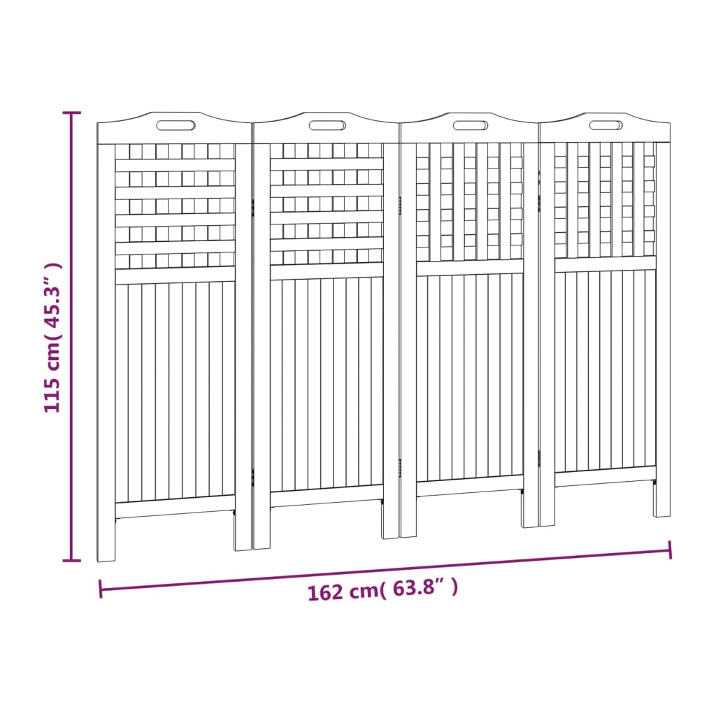 vidaXL 4-tlg. Paravent 162x2x115 cm Massivholz Akazie
