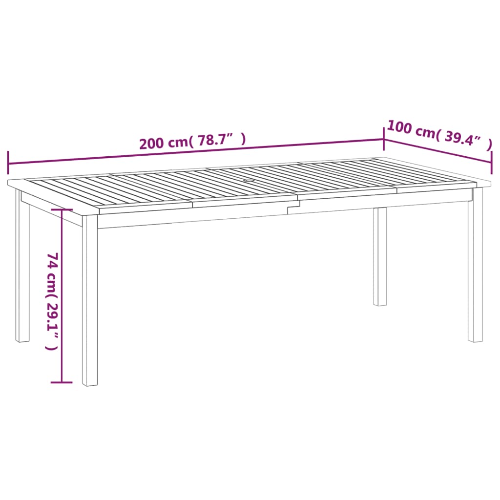 vidaXL Gartentisch 200x100x74 cm Massivholz Akazie