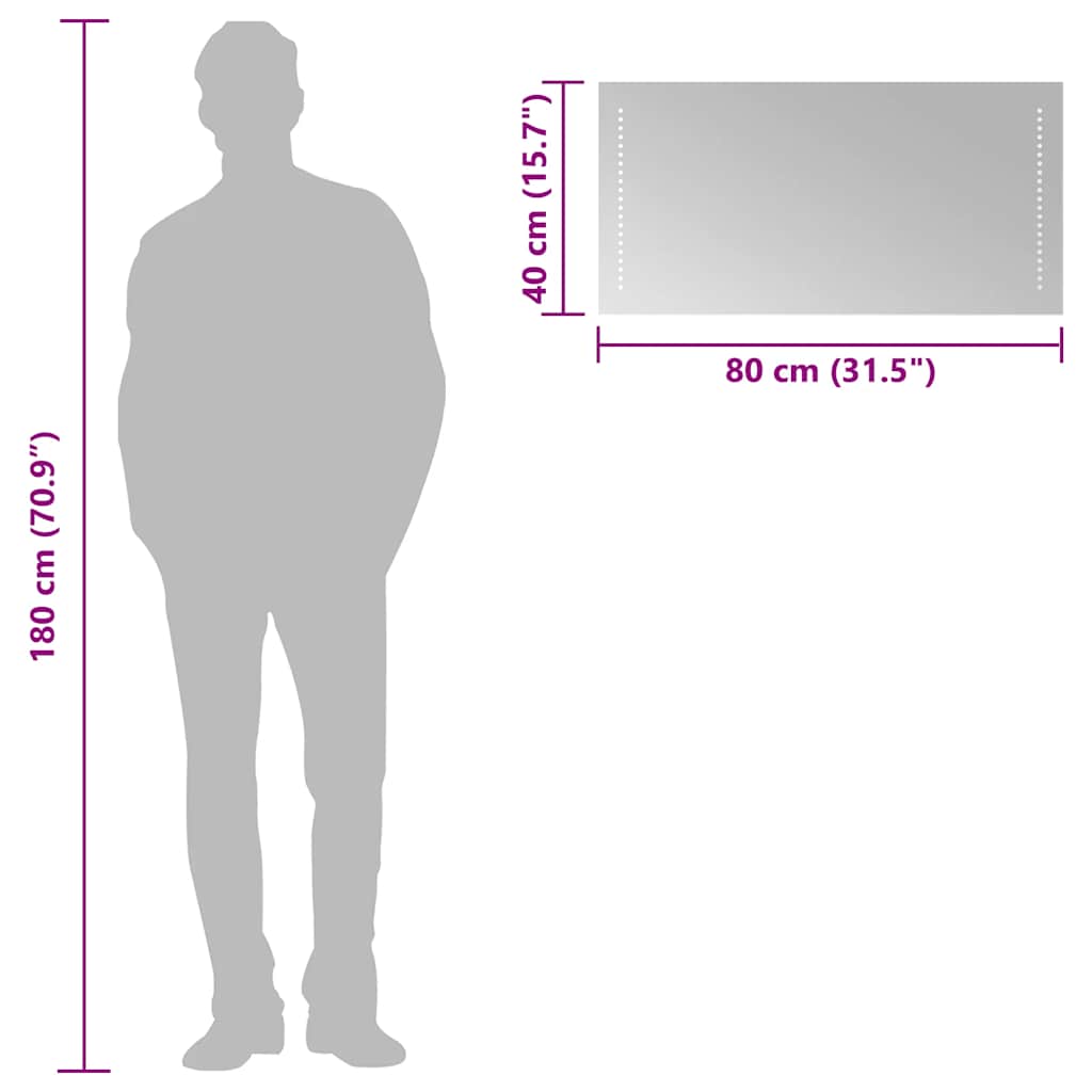 LED-Badspiegel 80x40 cm