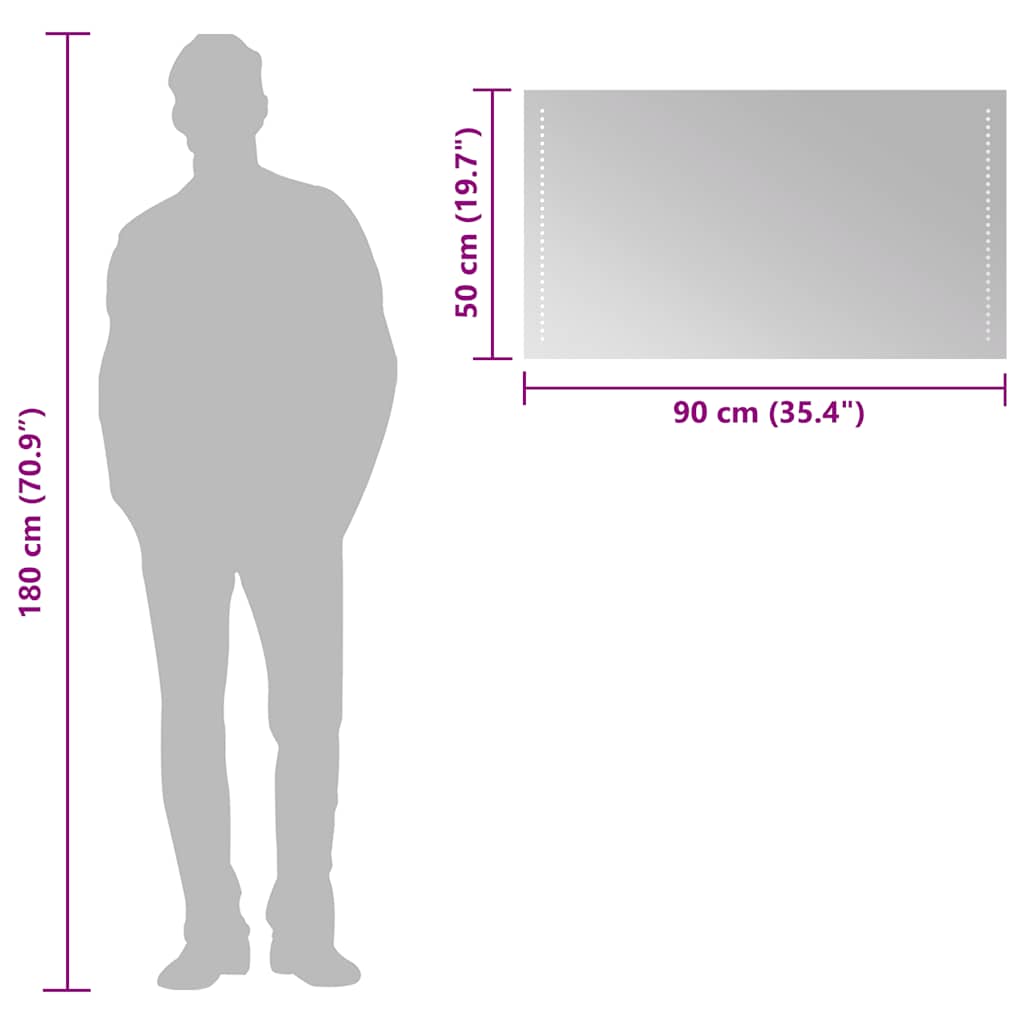 LED-Badspiegel 90x50 cm