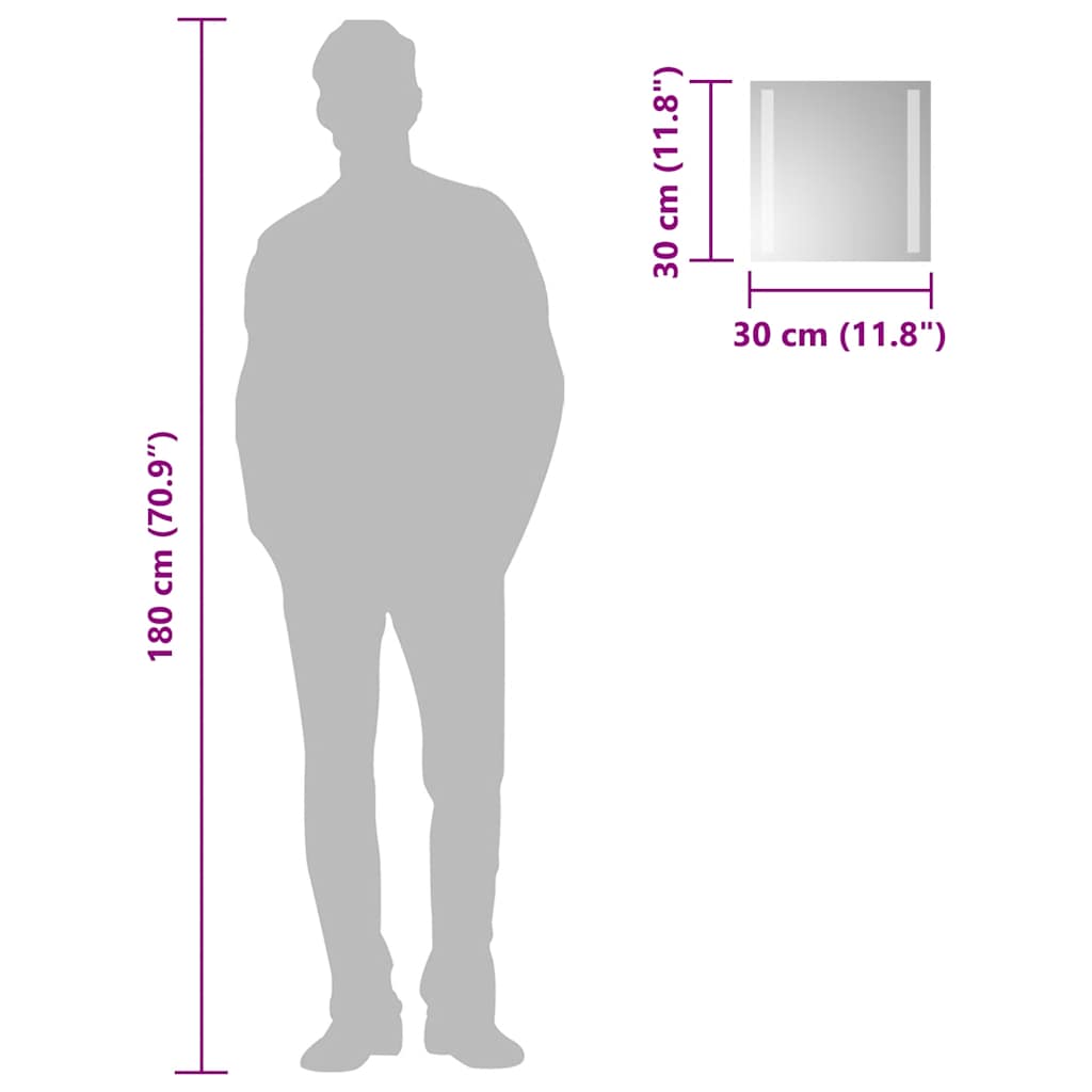 LED-Badspiegel 30x30 cm