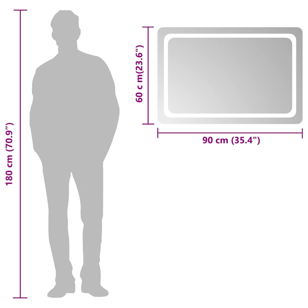 LED-Badspiegel 90x60 cm