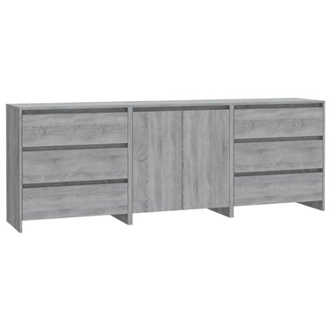 vidaXL Ensemble de 3 buffets en aggloméré gris Sonoma