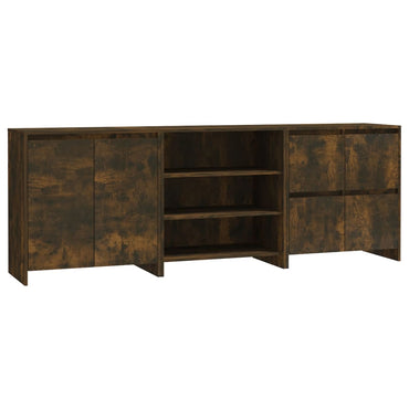 vidaXL 3-tlg. Sideboard Räuchereiche Holzwerkstoff