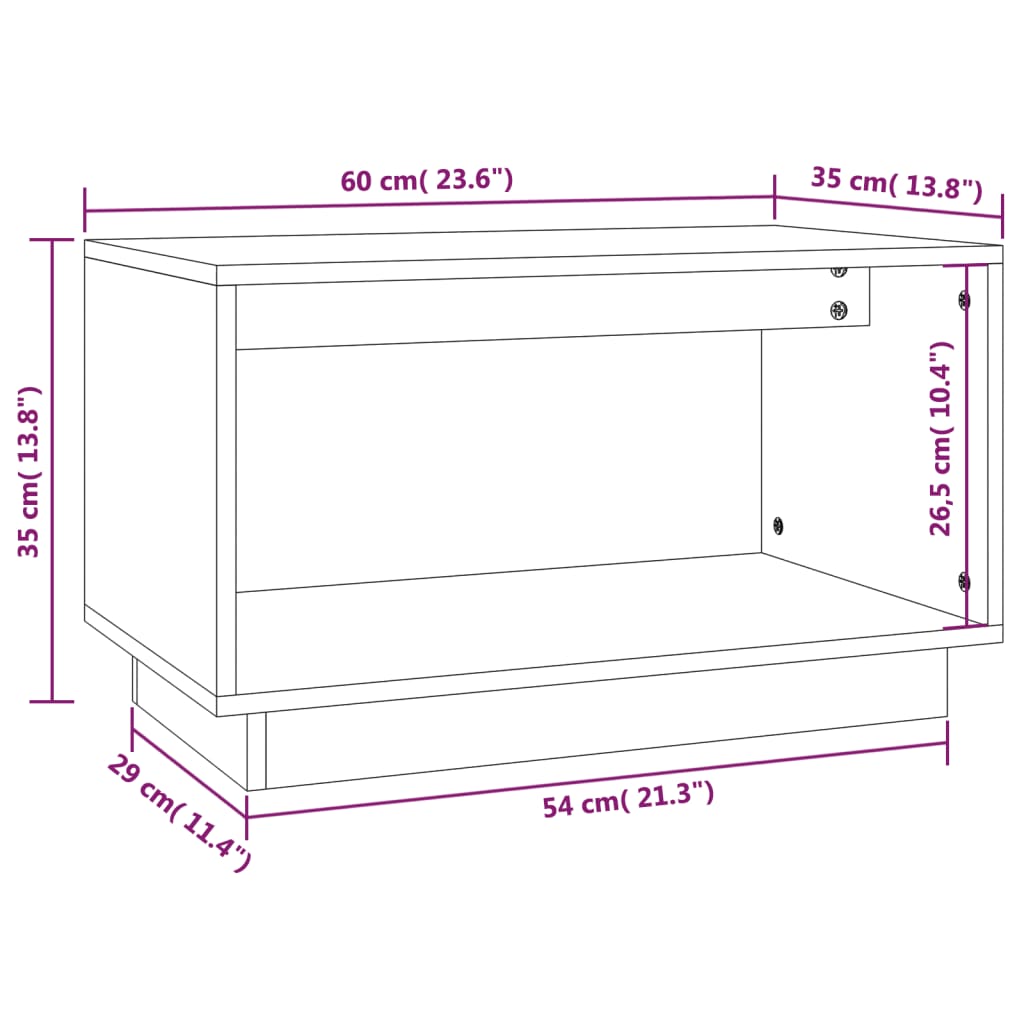 vidaXL Meuble TV 60x35x35 cm Bois de pin massif