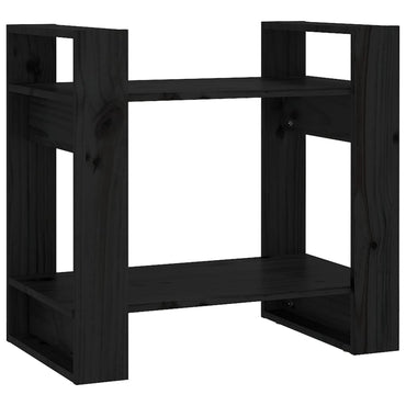 vidaXL Bücherregal/Raumteiler Schwarz 60x35x57 cm Massivholz Kiefer