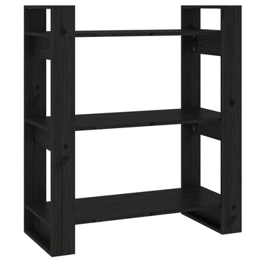 vidaXL Bücherregal/Raumteiler Schwarz 80x35x91 cm Massivholz Kiefer