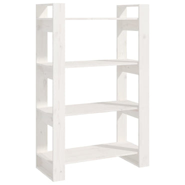 vidaXL Bücherregal/Raumteiler Weiß 80x35x125 cm Massivholz Kiefer