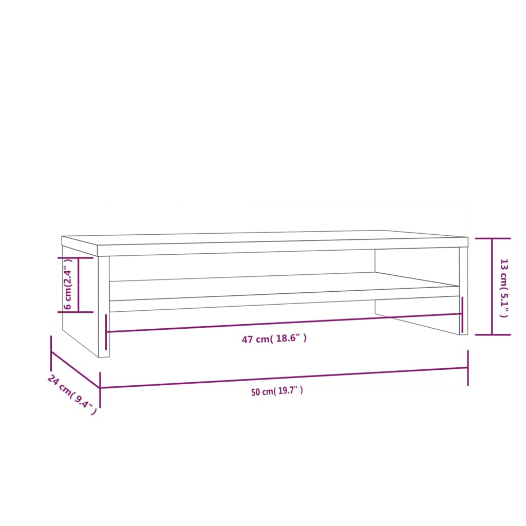 vidaXL Support d'écran 50x24x13 cm Bois de pin massif