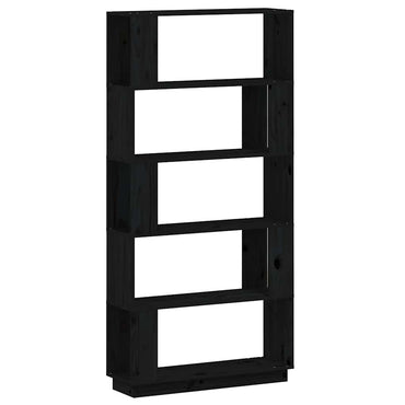 vidaXL Bücherregal/Raumteiler Schwarz 80x25x163,5 cm Massivholz Kiefer