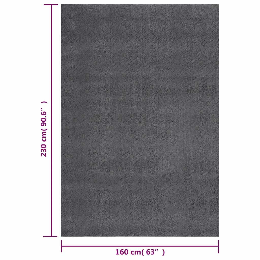 vidaXL Teppich Waschbar Flauschig Kurzflor 160x230 Rutschfest Anthrazi