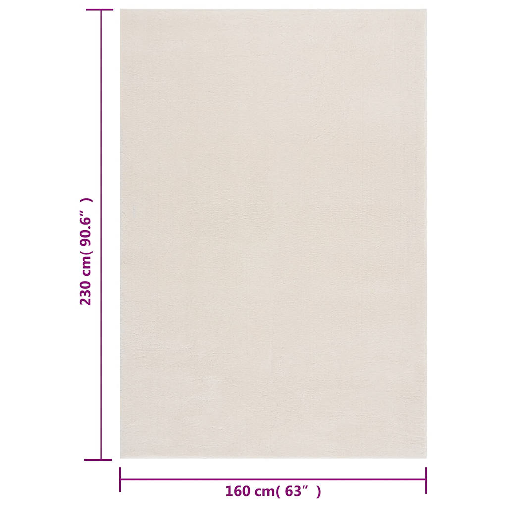 vidaXL Tapis lavable moelleux poils courts 160x230 Antidérapant Crème
