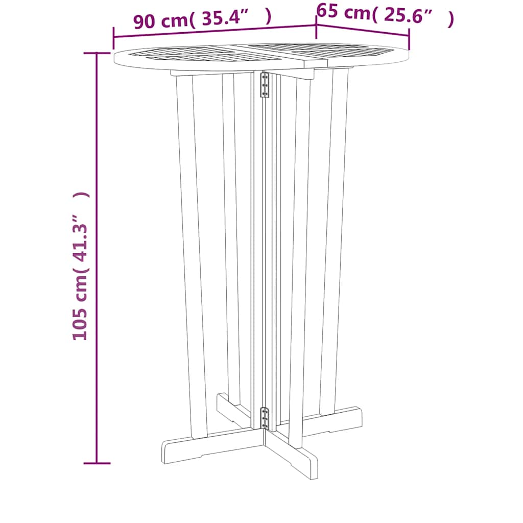 vidaXL Bartisch Klappbar 90x65x105 cm Massivholz Teak