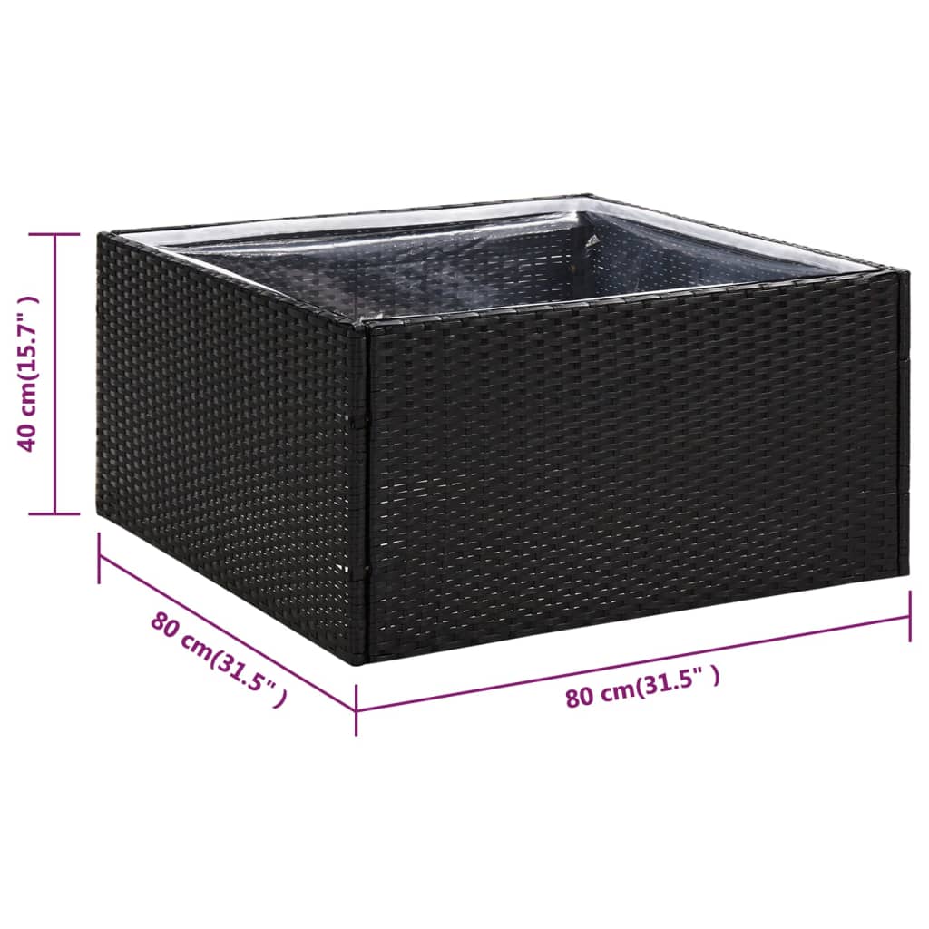 vidaXL Jardinière noire 80x80x40 cm en résine tressée