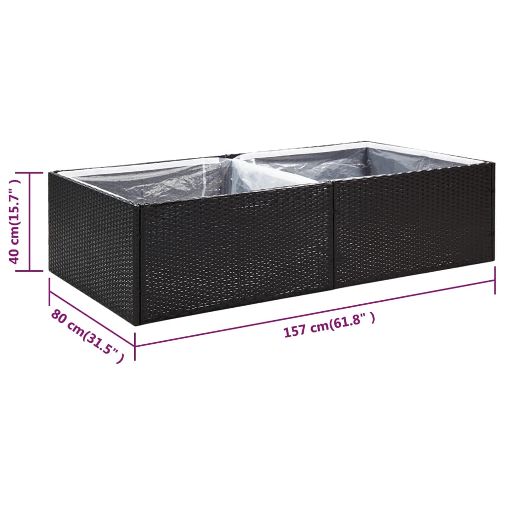 vidaXL Pflanzkübel Schwarz 157x80x40 cm Poly Rattan