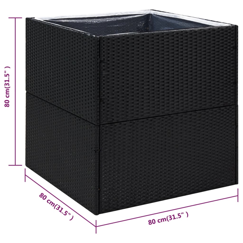 vidaXL Jardinière Noire 80x80x80 cm en résine tressée