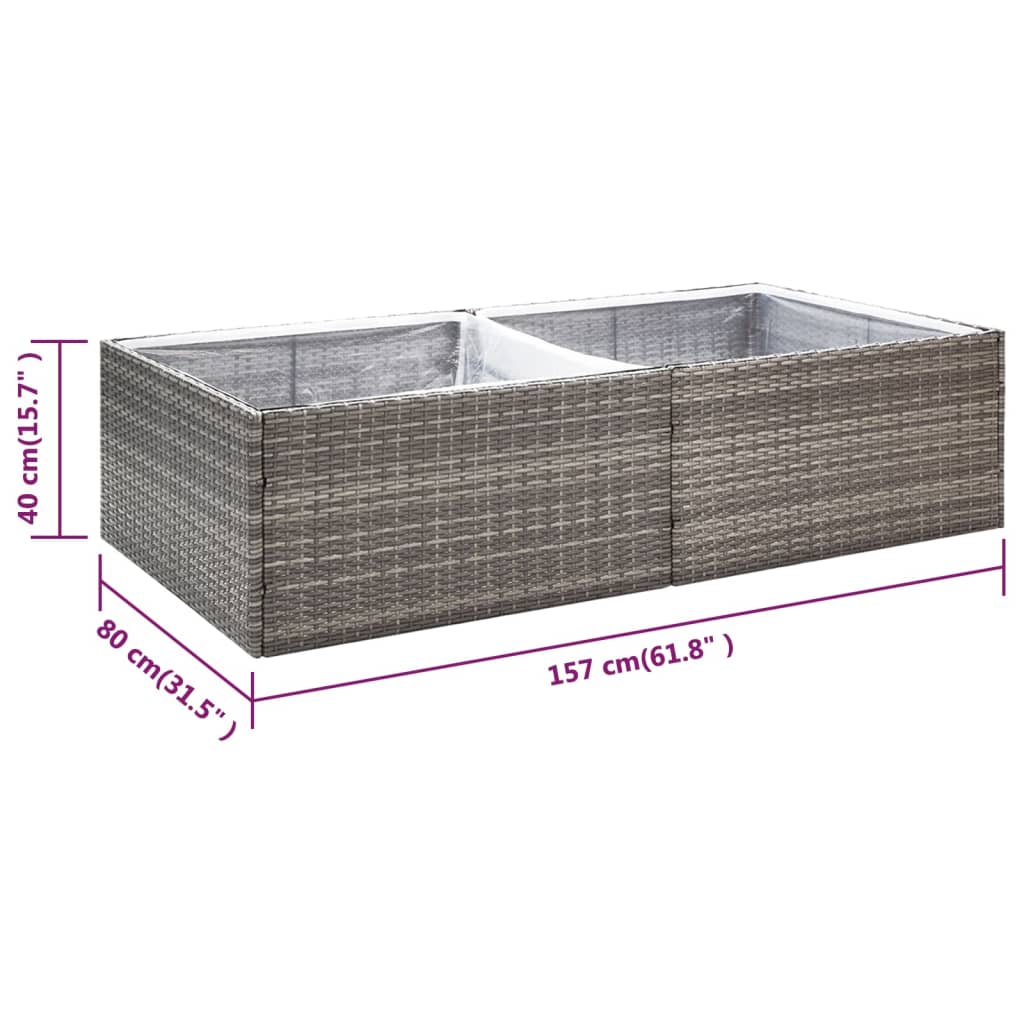 vidaXL Jardinière Gris 157x80x40 cm Résine Tressée
