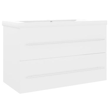 vidaXL Meuble sous-lavabo avec lavabo intégré blanc Bois d'ingénierie