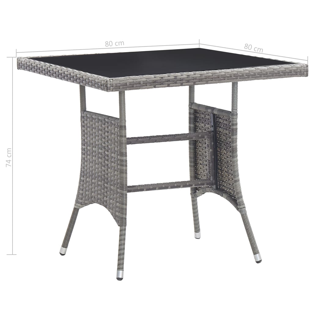 vidaXL Gartentisch Grau 80x80x74 cm Poly Rattan