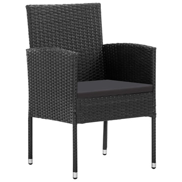 vidaXL Gartenstühle mit Kissen in Schwarz 4 Stk. Schwarz Polyrattan