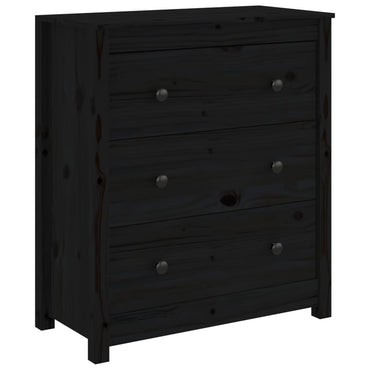 vidaXL Bahut noir 70x35x80 cm Bois de pin massif