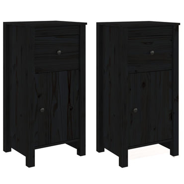 vidaXL Buffets 2 pcs Noir 40x35x80 cm Pin massif