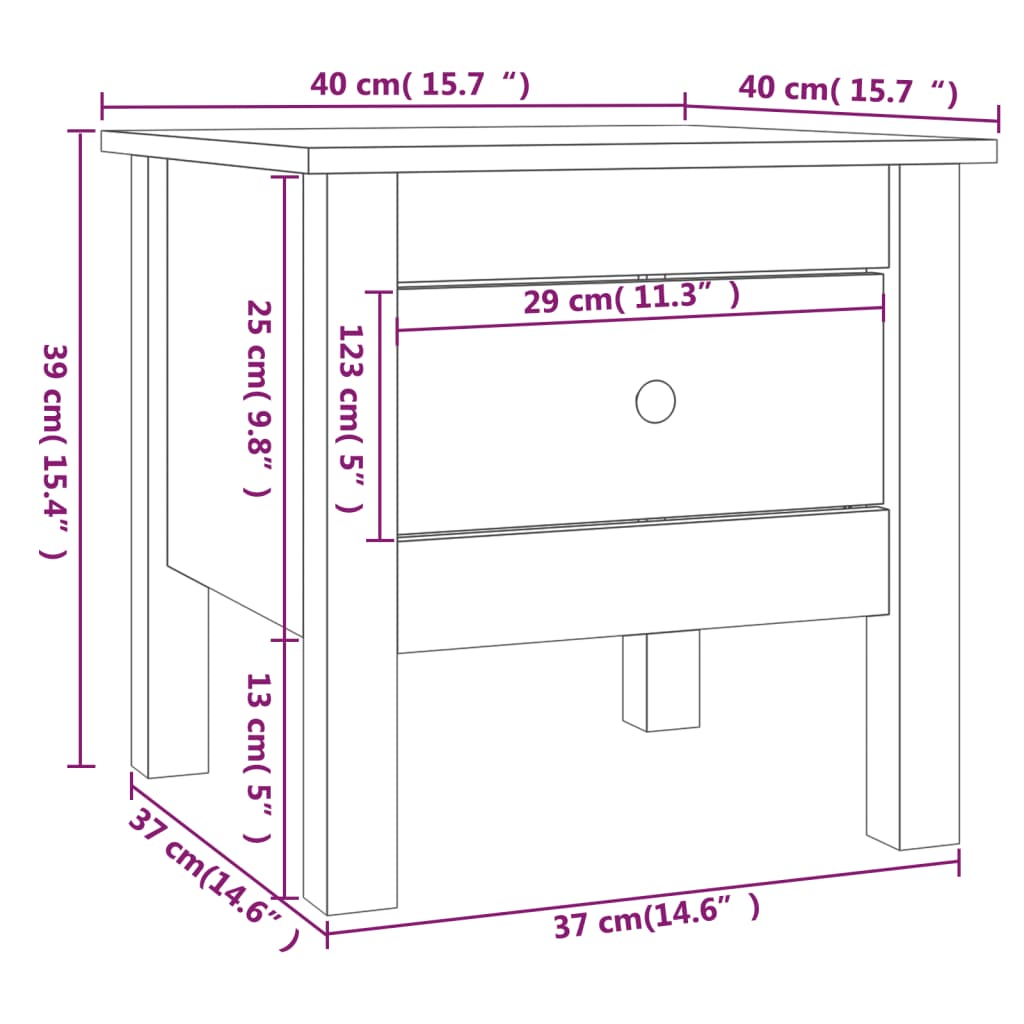 vidaXL Table d'appoint Blanc 40x40x39 cm Bois de pin massif