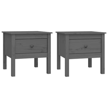 vidaXL Tables d'appoint 2 pcs Gris 50x50x49 cm Bois de pin massif