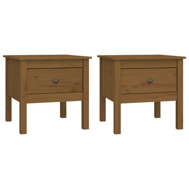 vidaXL Tables d'appoint 2 pcs Marron miel 50x50x49 cm Bois de pin massif