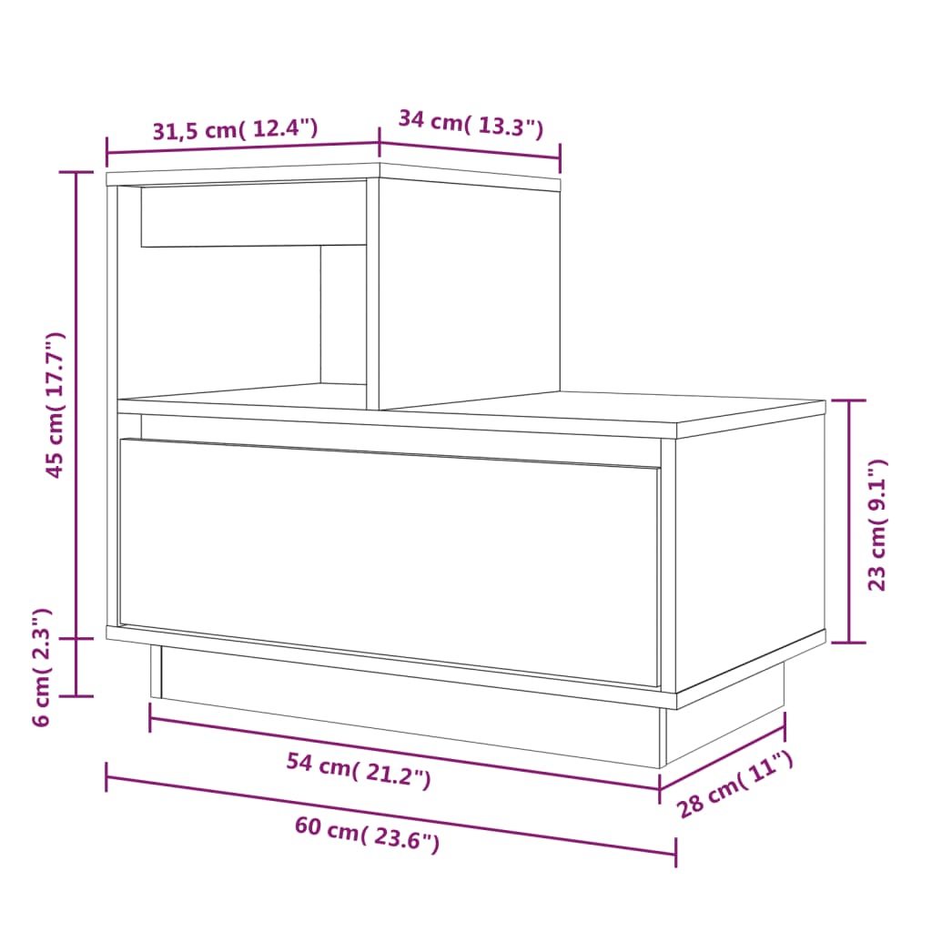vidaXL Nachttische 2 Stk. 60x34x51 cm Massivholz Kiefer