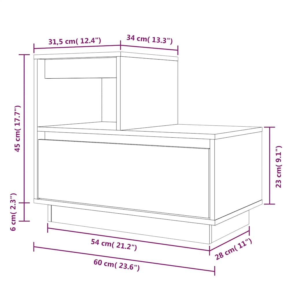 vidaXL Tables de chevet 2 pcs Marron miel 60x34x51 cm Bois de pin massif