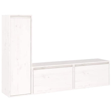 vidaXL Meubles TV 3 pcs Blanc Bois de pin massif