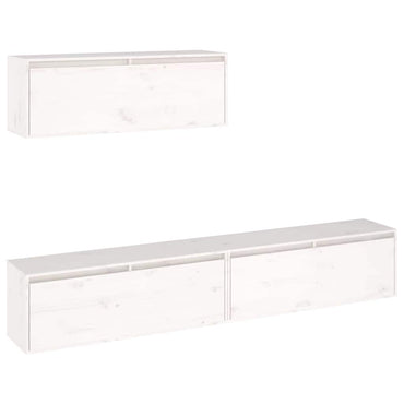 vidaXL Meuble TV 3 pièces pin massif blanc
