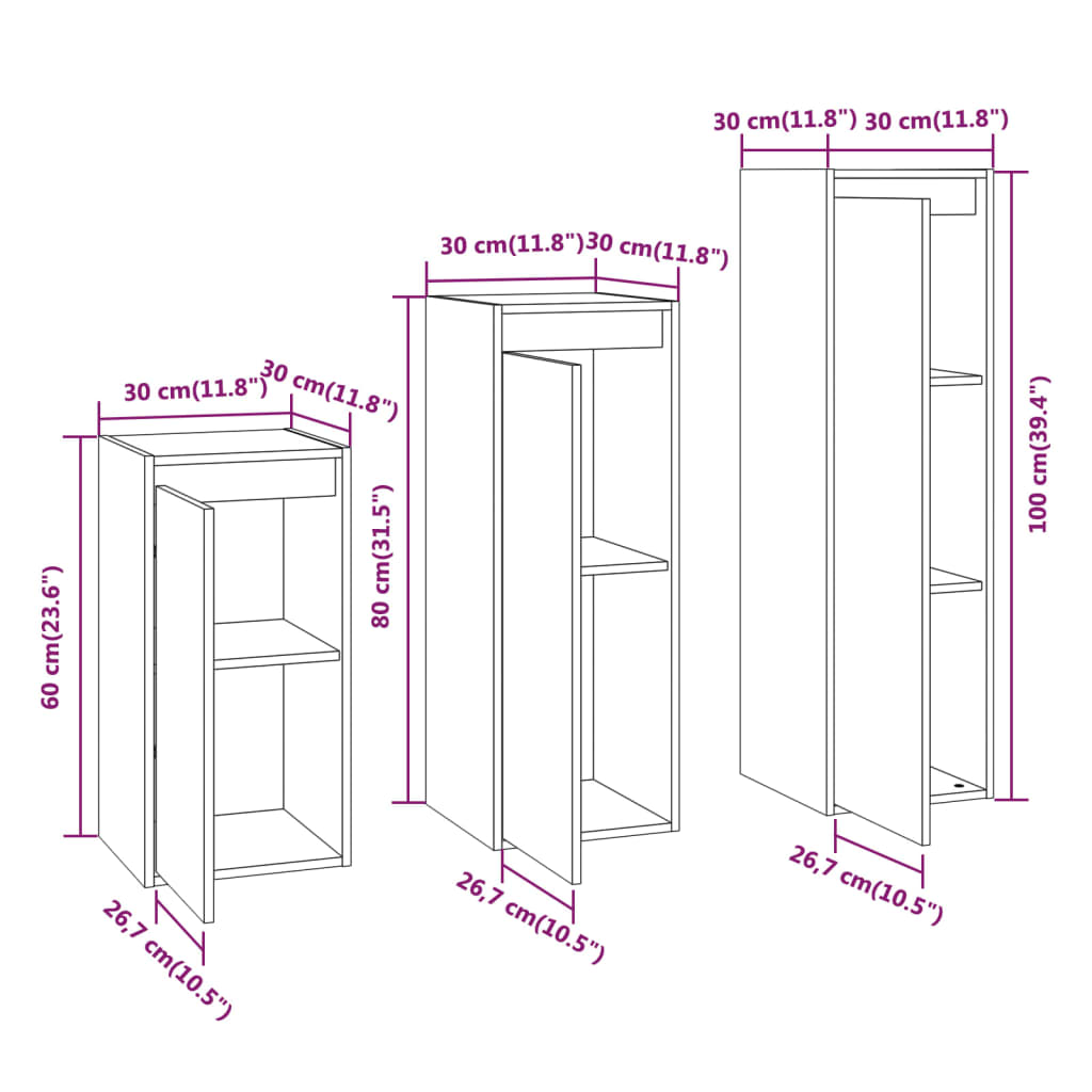 vidaXL Meubles TV 3 pcs Bois de pin massif