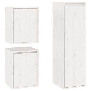vidaXL Meubles TV 3 pcs Blanc Bois de pin massif