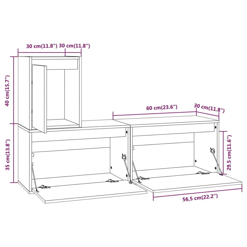 vidaXL Meubles TV 3 pcs Bois de pin massif