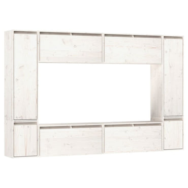 vidaXL Meubles TV 8 pcs Blanc Bois de pin massif