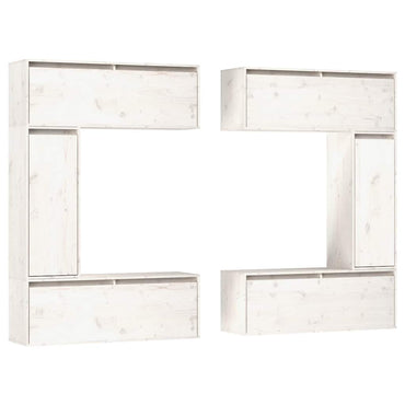 vidaXL Meubles TV 6 pcs Blanc Bois de pin massif