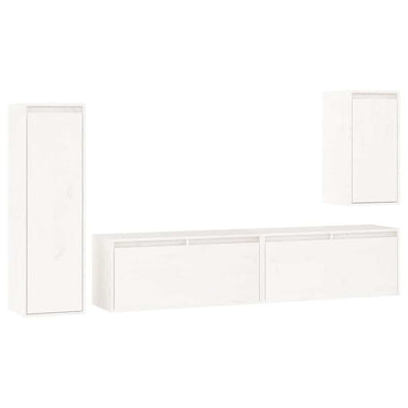 vidaXL Meubles TV 4 pcs Blanc Bois de pin massif
